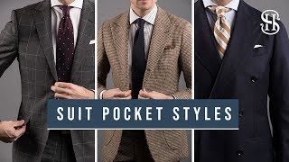 Suit Jacket Pocket Styles  Patch Flap Jetted Pockets [upl. by Demetra]