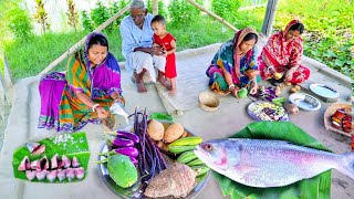 ছোট বেগুন দিয়ে ইলিশ মাছ রান্না সাথে ইলিশ মাছের মাথা দিয়ে পাঁচমিসেলি সব্জী রেসিপিhilsha fish curry [upl. by Margret]