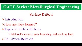 GATE Metallurgical Engineering Surface Defects Material surface grain boundary stacking fault [upl. by Adams]