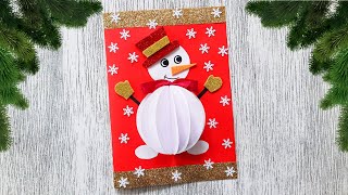 DIY Объемная открытка со снеговиком своими руками  Новогодние поделки  Easy Christmas Card Ideas [upl. by Kennith]