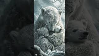 A mother polar bear cuddling her babies animals mother baby [upl. by Pavia]