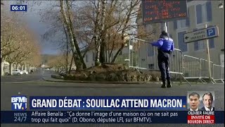 Débat national la commune de Souillac complètement bouclée pour la venue dEmmanuel Macron [upl. by Nylirem]