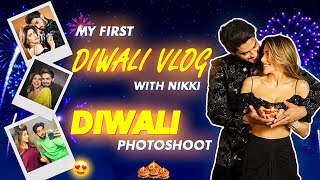 My first diwali vlog with nikki Diwali photoshoot diwali nikkitamboli arbazpatel [upl. by Akeirahs]