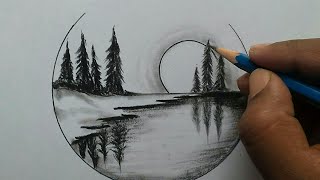 Nature scenery drawing for beginners  easy and step by step [upl. by Aninotna]