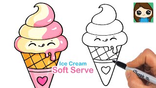 How to Draw Soft Serve Ice Cream 🍦 Cute Food Art [upl. by Annerol]