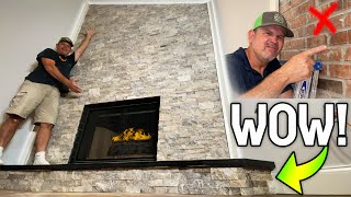 DIY FIREPLACE TRANSFORMATION with a CUSTOM HEARTH [upl. by Allehcim173]