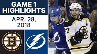 NHL Highlights  Bruins vs Lightning Game 1  Apr 28 2018 [upl. by Crooks]