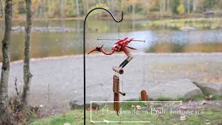 Scarlet Red Bobbing Head Bird Wind Chime  Cohasset Gifts amp Garden [upl. by Zurheide491]