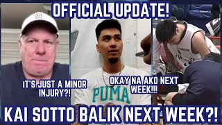 OFFICIAL UPDATE SA KAI SOTTO INJURY MABILIS MAGHEAL GUSTONG BUMALIK NEXT WEEK NI KAIJU YOKOHAMA [upl. by Onaimad]