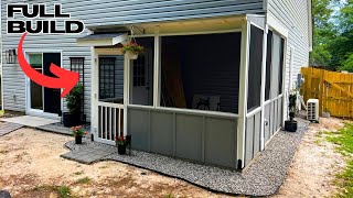 How I Built A DIY Screened In Patio Full Exterior Build [upl. by Luapnaej]