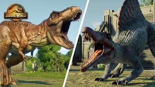 TRex vs Spinosaurus  Jurassic World Evolution 2 [upl. by Annavoeg]