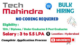 TECH MAHINDRA BULK HIRING 2024 TECH MAHINDRA LATEST JOBS IN TELUGU  smcreations3322 [upl. by Whitford882]