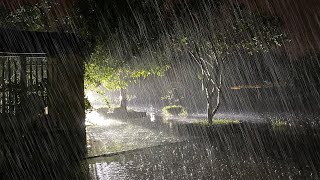 Heavy Rainstorm in Garden House with Lightning Flashed amp Thunder Rumbled Rain Sounds for Sleeping [upl. by Aitan]