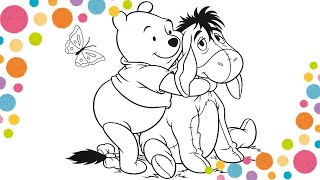 Colorea a Winnie y su amigo Igor abrazados 🐻💛💜🐎  Dibujos para niños [upl. by Aikemat]