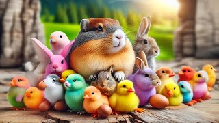 Catch cute chickens colorful chickens rainbow chickens rabbits cute cats ducks guinea pigs [upl. by Arrak]