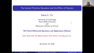 SN Partial Differential Equations and Applications Webinars  Edriss Titi [upl. by Nohsar97]