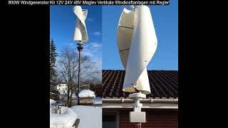 800W Windgenerator Kit 12V 24V 48V Maglev Vertikale Windkraftanlagen mit Regler [upl. by Katerine]