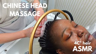 ASMR CHINESE HAIR SPA  ASMR SCALP MASSAGE ON 4C NATURAL HAIR AND SHAMPOO SOUNDS [upl. by Rez12]