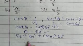 If cot theta  1√3 then find the value of sec2 theta  cosec2 theta [upl. by Moberg]