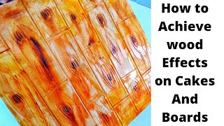 How to make wood effect on a cake Easy wood effect on cake board Fondant Decoration tutorial [upl. by Nilahs120]