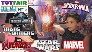 STAR WARS TRANSFORMERS AVENGERS JURASSIC WORLD SPIDERMAN  NY Toy Fair 2015 [upl. by Yuji164]