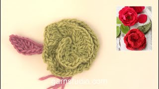 How to crochet the rose in DROPS 14755 [upl. by Misty]