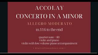 Accolay concerto in a minor m 116 to the end quarter note  80 violin with piano accompaniment [upl. by Farrah]