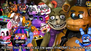 ALL Five Nights at Freddys Voice Lines from FNAF 1  Furys Rage  SUBTITLES [upl. by Odracer]