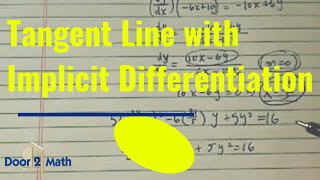 Tangent Line to Ellipse with IMPLICIT DIFFERENTIATION  Calculus  Implicit Derivative [upl. by Ronalda]