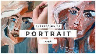 Acrylic Expressionist Portrait  abstracted figurative painting [upl. by Ahern]