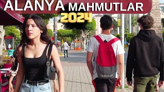 Alanya Mahmutlar street full tour 2024 april l Alanya Antalya turkey holiday turkey travel 4k [upl. by Anjali]