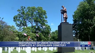 Union soldier statue fully restored at Greenlawn Cemetery [upl. by Peyton601]