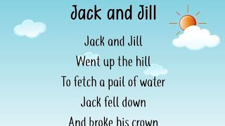 Rhyme  Jack and Jill  Nursery Kg First Class English Rhyme  Kids Poem [upl. by Crofoot684]