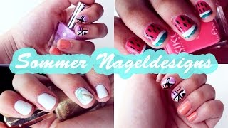 SOMMER NAGELDESIGN Selber Machen  Einfach Für ANFÄNGER  Kurze amp Mittel Lange Nägel Lackieren 2015 [upl. by Tadich348]