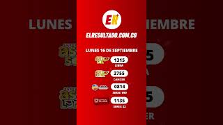 RESULTADO LOTERIA CUNDINAMARCA  LOTERIA TOLIMA Y ASTRO LUNES 17 de septiembre 🤩 Shorts [upl. by Reinald366]