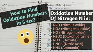 Oxidation Number  Oxidation State of Nitrogen  How to find Oxidation NumberState [upl. by Lamej]