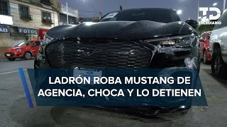 Hombre roba de agencia un Mustang de 17 mdp choca y lo detienen en CdMx [upl. by Bremer]