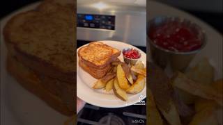 Fried Pork Chop Sandwich W Potato Wedges cooking lunch sandwich [upl. by Calvinna]