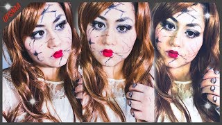 Halloween Makeup Creepy Broken Porcelain Doll Makeup Tutorial 2018 [upl. by Aerdnuahs276]