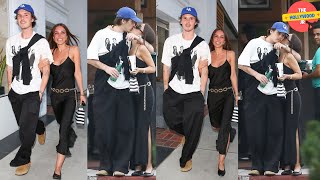 CRUZ BECKHAM AND JACKIE APOSTEL SHARE A ROMANTIC KISS DURING A BEVERLY HILLS SHOPPING TRIP [upl. by Imas305]