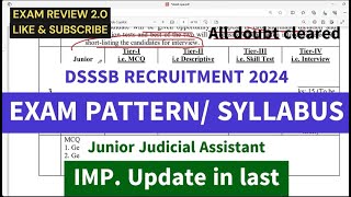 DSSSB Junior Judicial Assistant EXAM PATTERN amp SYLLABUS RECRUITMENT 2024 to the point [upl. by Onailerua877]