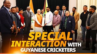 PM Modis interaction with cricket players from Guyana [upl. by Anaerb509]