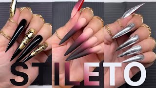 ✨01✨ 10 SUPER LONG Stiletto Acrylic Nail Art Designs Tutorial Ideas [upl. by Adraynek]