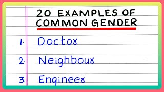 COMMON GENDER  5  10  20 EXAMPLES OF COMMON GENDER  IN ENGLISH GRAMMAR [upl. by Rafaelita]