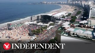 Live Crowds gather at Copacabana beach for free Madonna concert [upl. by Yesnnyl]