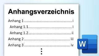 WORD separates Anhangsverzeichnis erstellen [upl. by Waters778]