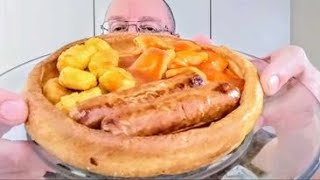 Chorizo Sausages Cheese Hash Brown Bites And Branston Ravioli In A Giant Yorkshire Pudding [upl. by Leimad]