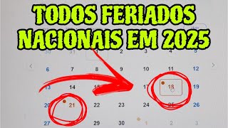 FERIADOS NACIONAIS 2025  QUANTOS FERIADOS TEM EM 2025 [upl. by Ariada]