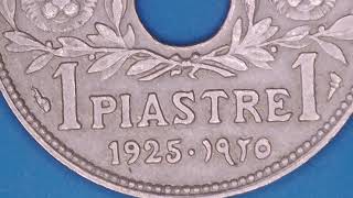 1 Ghirsh  Piastre cupronickel Lebanon coin from 1925 under the microscope [upl. by Lamag]