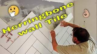 How to tile a herringbone wall [upl. by Ahsemo]